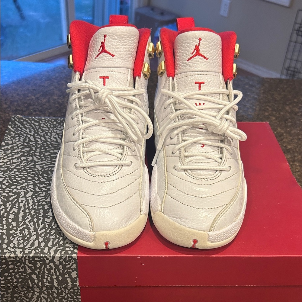 Jordan 12 FIBA White and Red High-Top Basketball Sneakers (2019)